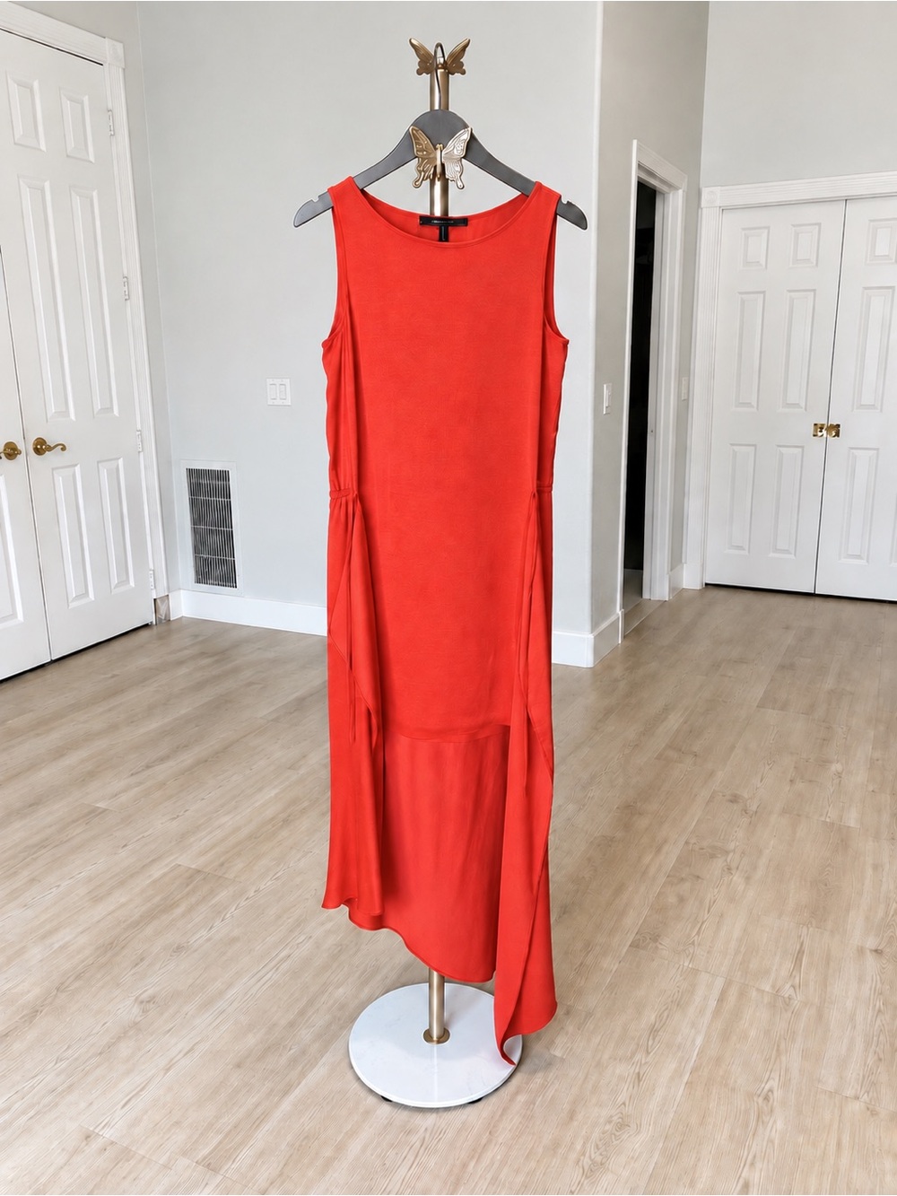 BCBGMAXAZRIA Urika Asymmetrical Dress Bright Poppy Red Size XS
